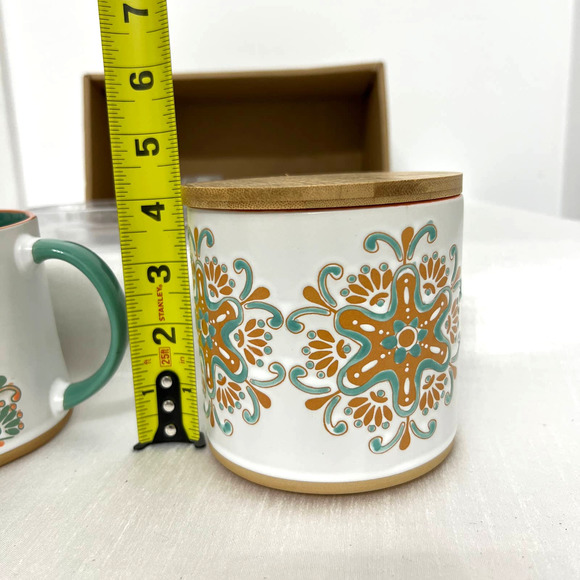 NWT Blue Sky Spectrum Designz terra cotta mug and canister, set of 2. - Picture 10 of 11